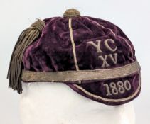 Scarce c1880 Yorks County Cap (RU) awarded to W B Lindley of the Leeds St John club - research shows