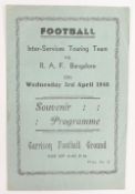 1946 in India: RAF Bangalore v Inter Services Touring Team souvenir programme at the Garrison