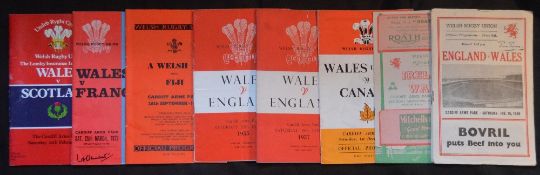 1949-1988 Welsh Interest Rugby Programmes (8): v England 1949, 55 and 57, Ireland 51, Scotland 88,