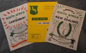 1956 S Africa in NZ Rugby Programmes (3): 3rd test v NZ at Christchurch, and v Canterbury and NZ
