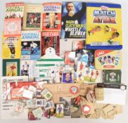 Mixed Box of Football Ephemera consisting of cards, magazines, books, stickers, newspapers, discs