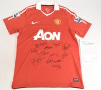 2010-2011 Manchester United Replica Football Nike Shirt, multi signed with 12 good former player's