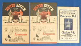 1947/48 FAC Manchester United v Preston NE 6th round match programme; Manchester United v Charlton