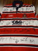 c2000 A Gomersall’s Gloucester RFC Squad Signed Rugby Jersey: Marked for ‘Gommers’ to the Cotton