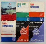 1969-73 Other Touring Nations in Wales Rugby Programmes (6): Gwent (won) v SA 1969; Mon U-25 v