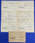 Pre-War Shrewsbury Town player selection cards all postally used with franked stamp addressed to F L