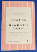 1953/54 Scarce Norwich City v Manchester United 5 May 1954 match programme for the Norfolk & Norwich