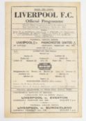1945/46 Liverpool v Manchester United league match programme single sheet 16 February 1946; creases,