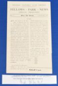 1944-45 Walsall v Northampton Town 13/1/45 at Fellows Park Ground comes with signed slip from former