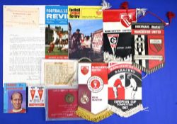 1968 Pennants European Cup ties United v Gornik Zabrze, Real Madrid, Sarajevo, Hibernians (Malta)