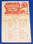 1951/52 Manchester United v Aston Villa reserves single sheet 19 April 1952; slight creasing, half