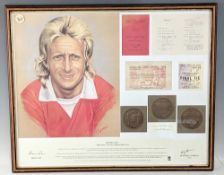 Dennis Law the King of Stretford End, Print signed by Denis Law and artist Heather Harman -framed
