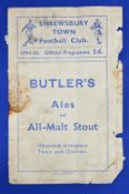 Scarce pre-war fixture 1934/1935 Shrewsbury Town v Cannock Town (FA Cup match programme, 1st