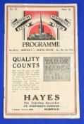 1933/1934 Norwich City v Bristol Rovers Div. 3 (South) match programme 5 May 1934; Norwich City