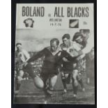 Scarcer 1976 in SA, Boland v NZ Rugby Programme: Sid Going action photo cover for the Boland clash