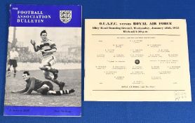 1952/53 Oxford University v Royal Air Force single card match programme at Iffley Road Running
