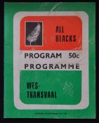 1976 in SA, W Transvaal v NZ Rugby Programme: Large, detailed. G