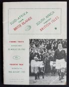 1962 British and I Lions in S Africa 4th Test Rugby Programme: Hefty issue for the 8-3 S African win