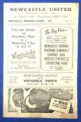1946/47 1st home match after WW2 Newcastle Utd v Swansea Town Div 2 7 September 1946, 4 page,