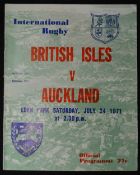 1971 British and I Lions in New Zealand Rugby Programme: Large A4 format v Auckland. VG