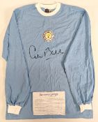 Colin Bell Signed Manchester City Retro Football Shirt from the traditional soccer company long