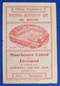 1947/48 FAC v Manchester United v Liverpool 4th round programme played at Goodison Park 24 January