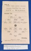 1943-43 Leicester City v Walsall 9/9/44 at Filbert Street Ground signed by 8 Leicester City