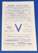 1945/46 Programme No. 1 Huddersfield Town v Manchester United 4 page league match programme 25