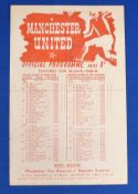 1948/49 Manchester United reserves v Burnley reserves single sheet 27 November 1948; light crease,