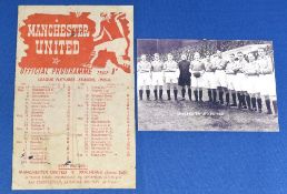 1945/ 46 Programme No. 1 of new series Manchester United v Huddersfield Town league match