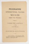 1945 RAF XI v International Touring Team 4 page match programme in Poona, India (Stan Pearson of