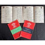 1950s Wales Home Multi-Signed Rugby Programmes (4): v Scotland 1956 and 58; v France 58 and v