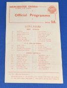 1958/59 Manchester United reserves v Leeds United reserves single sheet programme 28 February