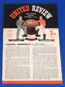 1954/55 Manchester United v Wolverhampton Wanderers Div. 1 league match programme, 4 page, no