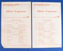 1953/54 Manchester United reserves v Burnley reserves programme (20 February) good; Blackburn Rovers