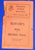 Scarce pre-war fixture 1933/1934 Shropshire FA XI v Wolverhampton Wanderers 12 April 1934 at