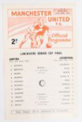 1969 Lancashire Senior Cup Final Manchester United v Liverpool at Old Trafford, single sheet, very