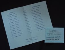 1963 East Africa v Combined Oxbridge XV Rugby Prog and Ticket (2): Both flimsy but fine, great