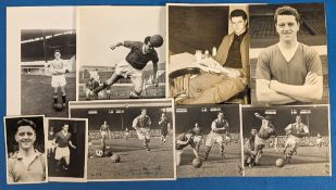 Collection of b&w photos of Tommy Taylor in training, relaxing before a match and a 3 photo action