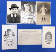 Jimmy Sulivan Wigan Rugby League Collection: 1929 Selection card, three postcards, one signed, a
