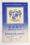 1955/56 Bury v Manchester United floodlit friendly at Gigg Lane 4 October 1955 match programme,