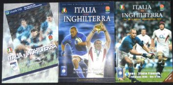 2000-06 Italy v England Rugby Programmes (3): Glossy Six Nations examples, including the first for