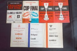 1972-1976 WRU KO Cup Finals and Semis Rugby Programmes (7): 1972-75 inc 1st ever, and semis Llanelli