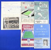 1954/55 Manchester United away match programmes Burnley, Manchester City (FAC), Reading (FAC), Aston