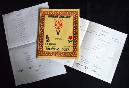 Rare 1979 Tonga v England (and NZ Maori) Rugby Programme: Joint issues and certainly one of the