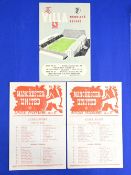 1950/51 Manchester United reserves v Burnley reserves, Everton reserves, away reserves v Aston