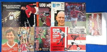 Selection of Manchester United testimonial programmes to include 1972 United v Celtic (Bobby