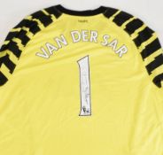 Manchester United Edwin Van Der Sar goalkeeper jersey, to the inner side of the United badge is