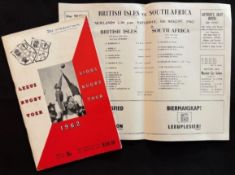 1962 British and I Lions 3rd Test Cape Times ed. Rugby Programme: At Newlands, A5 red/white cover