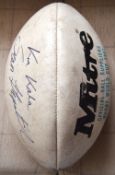 RWC 1987 Rugby Ball Signed by Sean Fitzpatrick: Full size cream Mitre rugby ball as used in the RWC,